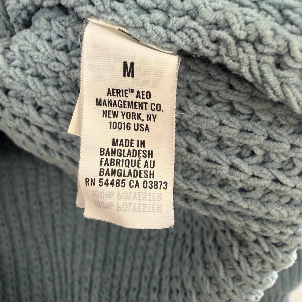 Aerie Oversized Blue Knit Sweater Slouchy Cozy Medium - Picture 7 of 12